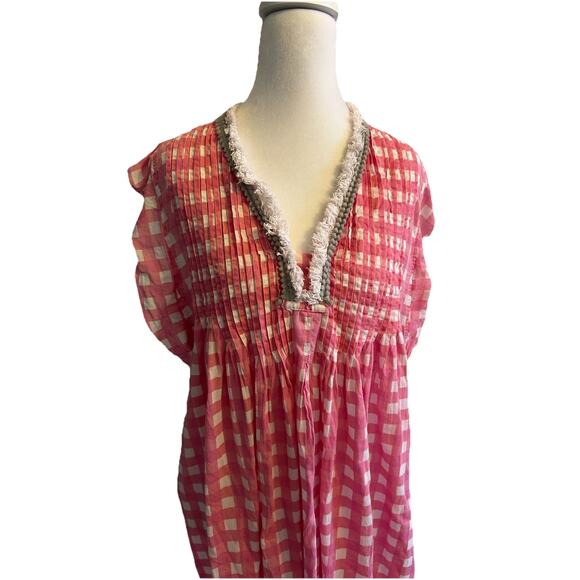 Jude Connally Larissa dress gingham plaid Micro Pleated Boho Fairy Oversized M - Picture 3 of 12